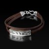 925 Silver and Leather Kabbalah Bracelet - Protection against Evil-Eye
