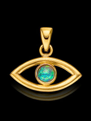 14K Gold Amulet Eye Pendant