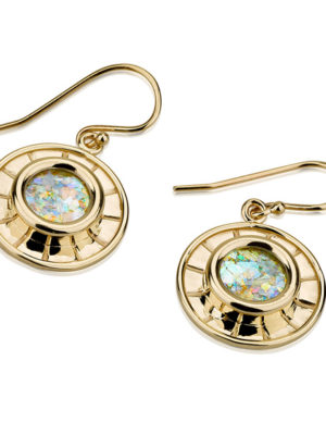 Beautiful Roman Glass and 14K Gold Earrings