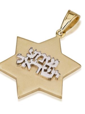 14K Gold Star of David with Shema Yisrael