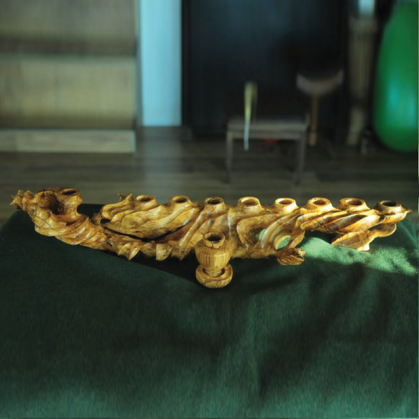 Menorah Hanukkah wood Candle holder
